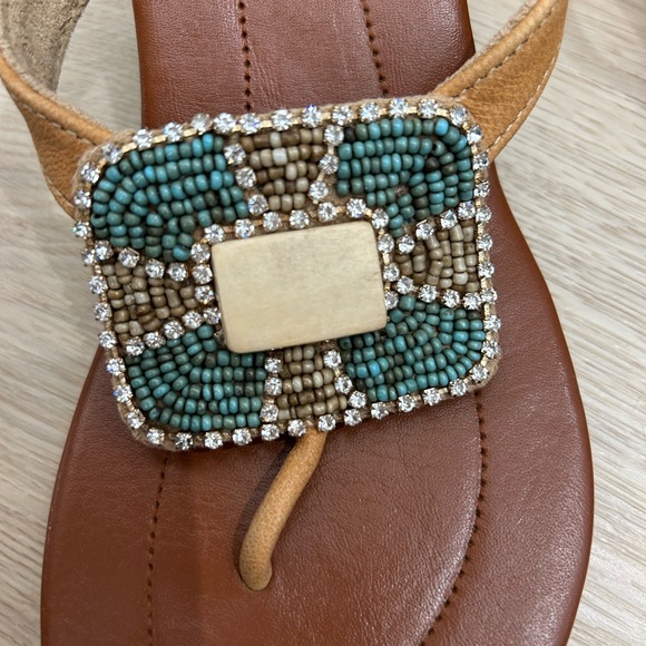 Skemo Banks Beaded Wooden Wedge Sandals Size 8 - Picture 8 of 9
